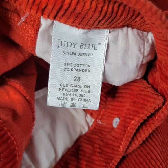Judy Blue Corduroy Cropped Carpenter Pants 28‎ Stretch Slim Fit High Waist Rust - Picture 6 of 13